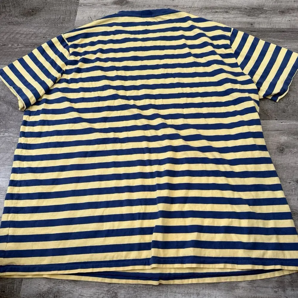 POLO Ralph Lauren T-Shirt Mens 4XLT Tall Yellow Blue Striped Pony Short Sleeve